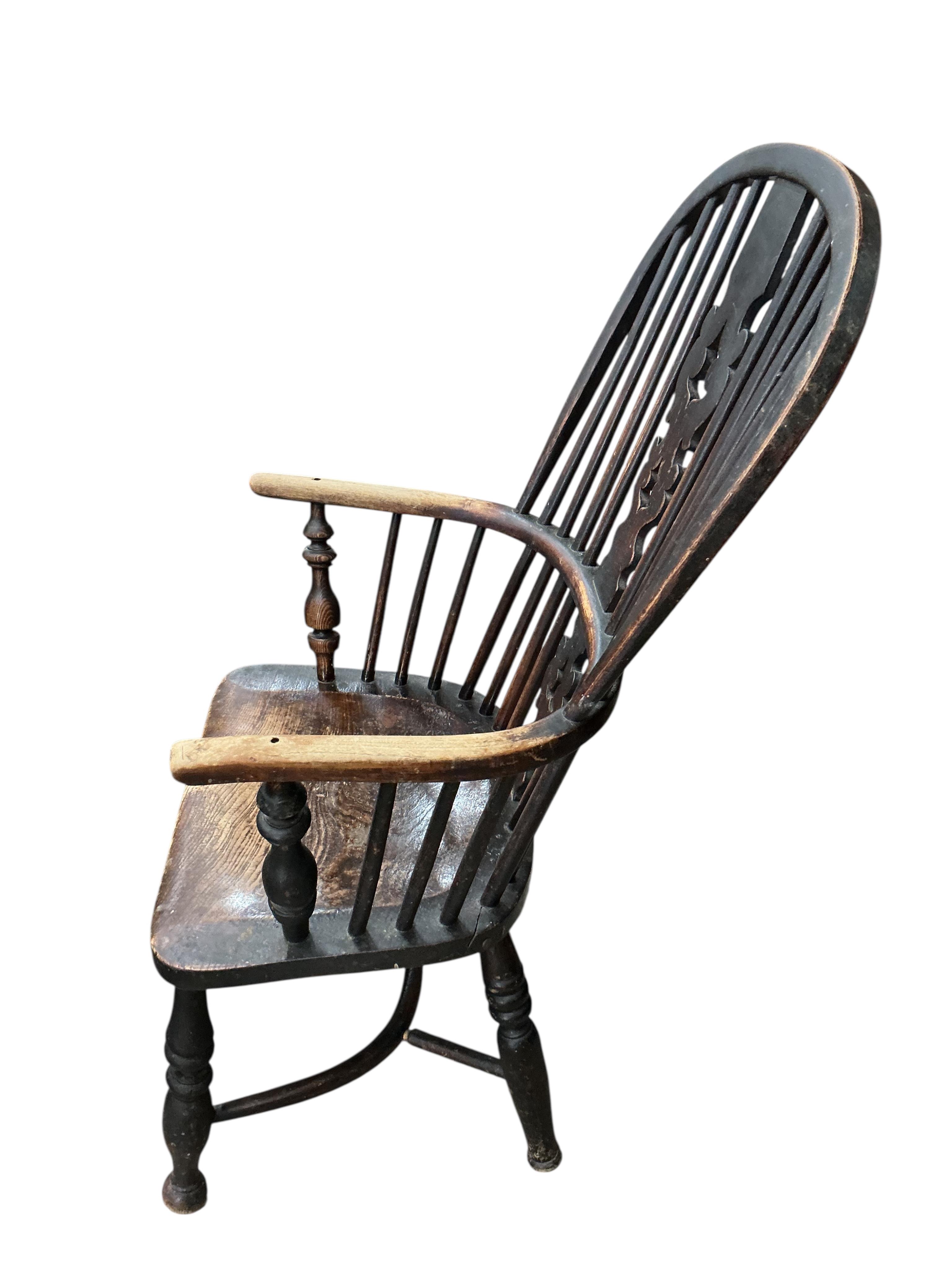 A 19th century Yorkshire area elm and beech Windsor armchair, width 56cm, depth 38cm, height 104cm